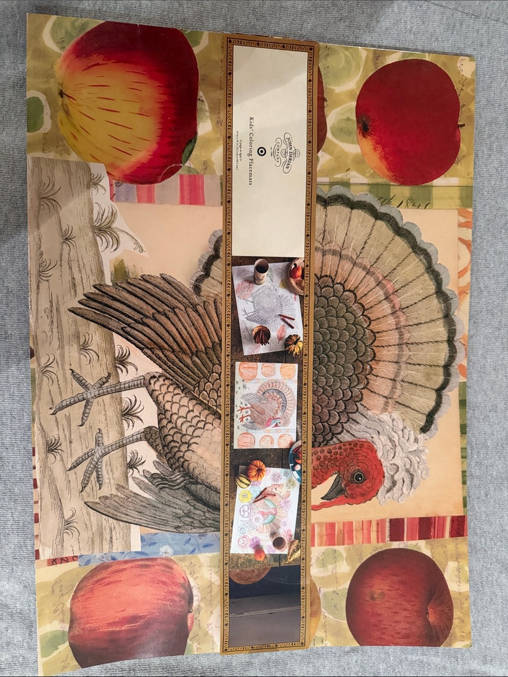 Turkey & Apple Kids’ Coloring Placemat Set